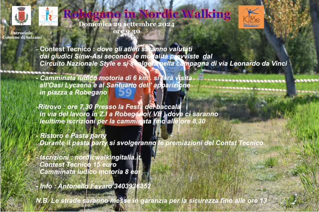 Robegano in Nordic Walking: 29 settembre 2024 h. 9.30